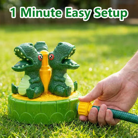Stable base of ZZLWAN dinosaur sprinkler ready for kid-friendly fun