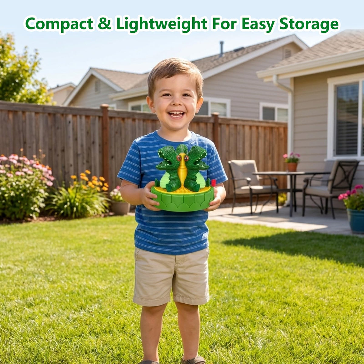Compact storage design fits small yards and travel bags