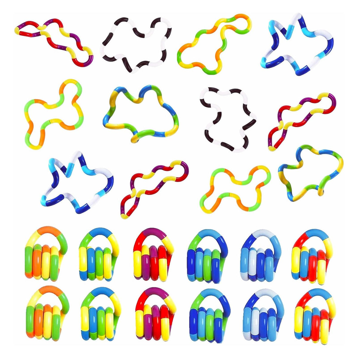 ZZSFBDZSW 24pcs quiet twisty fidget toy multicolor close-up for focus and calm